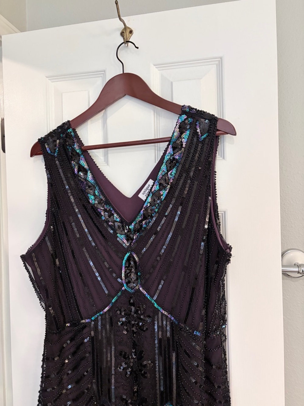 Unique Vintage Purple Fringe Flapper Dress 1920s Deco Plus 3X - Picture 3 of 7